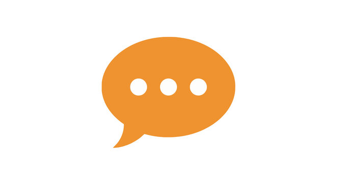 Minimal orange chat bubble with ellipsis on white background