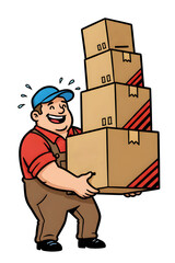 warehouseman carries boxes