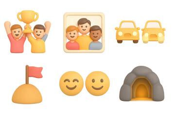 Team victory celebration icons for social media and design projects