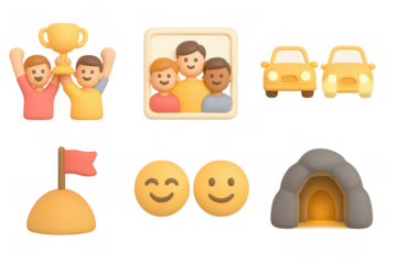 Team victory celebration icons for social media and design projects