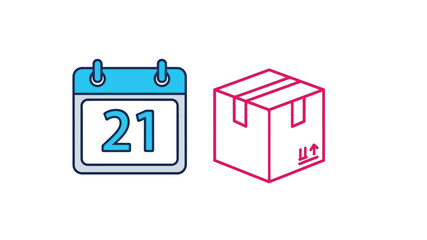 Calendar with the twenty first day and a package box combined in a graphic design