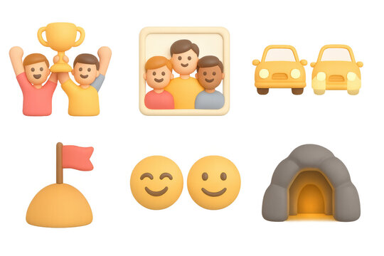 Team victory celebration icons for social media and design projects