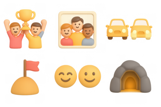 Team victory celebration icons for social media and design projects