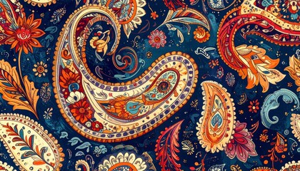 Continuous paisley pattern for digital textile printing