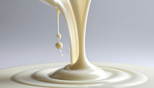 Creamy white liquid flowing down أ&cent;&acirc;&sbquo;&not;&acirc;&euro;&oelig; a visual element of milk dripping on a smooth surface
