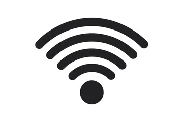 A black Wi-Fi symbol icon on a dark transparent background, representing strong wireless internet connectivity and signal strength. background removed