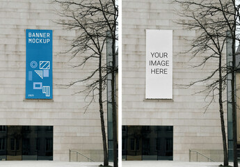 Building Vertical Banner Mockup