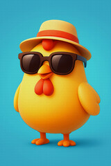 Fototapeta premium 3D cartoon chicken oil painting style illustration 