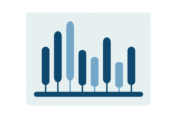 Abstract bar chart with varying blue tones