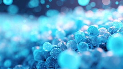 Colorful blue abstract pattern of spherical shapes in a dreamy setting