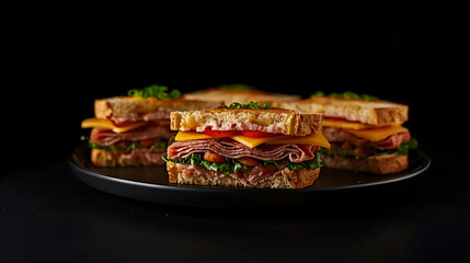 Delicious stacked sandwiches with cheddar cheese