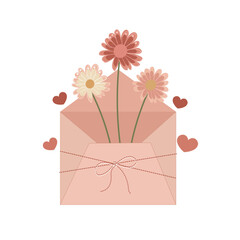 Love envelope with flowers illustration