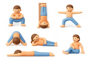 Illustrated yoga pose icons for fitness and meditation design