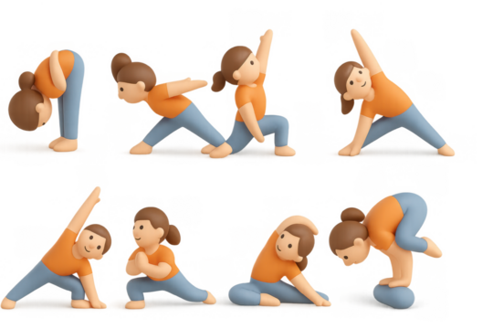 Yoga pose icons collection for wellness and meditation concepts