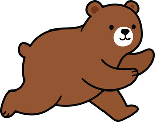 Obraz premium Cute cartoon brown bear character running with joy and enthusiasm, a delightful forest animal illustration for various projects.