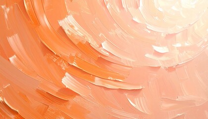 Abstract pale orange oil paint brushstrokes create a rich texture pattern, forming a visually appealing painting that works perfectly as wallpaper, background, or artistic design element for creative 