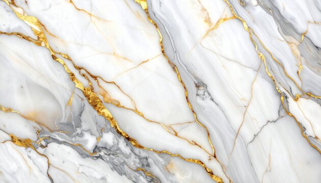 White grey marble with elegant gold veins, smooth streaks, luxury background texture, decorative surface, sophisticated pattern, high-end design element, stylish backdrop, premium material, artistic f