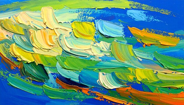 Abstract vibrant color paint brush strokes art background, featuring thick textured layers, dynamic energetic movement, bold expressive patterns, rich saturated tones, visually striking composition, c