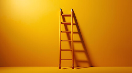 Climb to success, pencil ladder against warm wall
