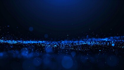 Dark elegant abstract background featuring glowing blue particles scattered across a smooth deep surface, creating a refined atmospheric visual ideal for modern designs, digital art, presentations, an