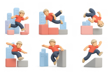 Urban parkour icons collection for dynamic design projects