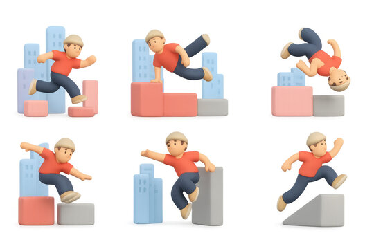 Urban parkour icons collection for dynamic design projects