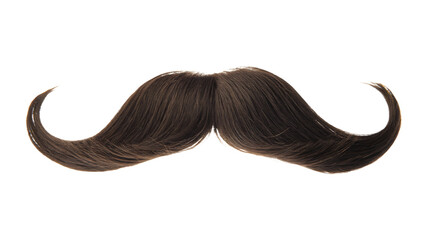 Brown curly mustache on transparent background isolated on a transparent background