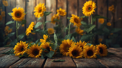 Sunflowers radiate natural beauty and rustic charm