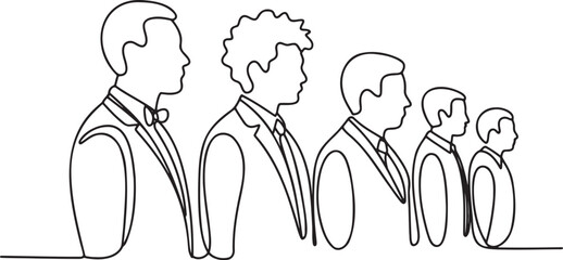 Continuous One Line Drawing of Group of Business People