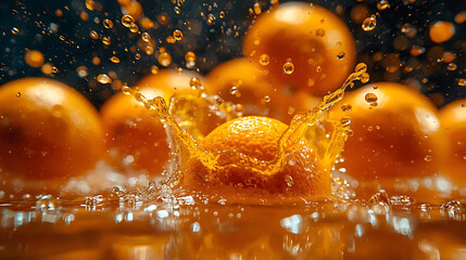 Fresh orange splash, vibrant juice explosion scene