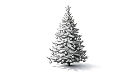 Obraz premium Elegant christmas tree with ornaments isolated on white background