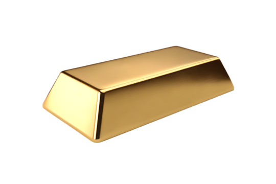 Shiny gold bar on background isolated on a transparent background precious metal