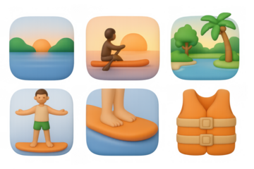 Early morning kayaking adventure and beach scenes for relaxation design