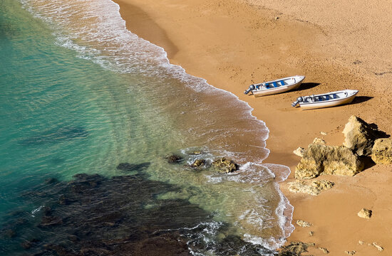 Boat on the beach near the ocean
