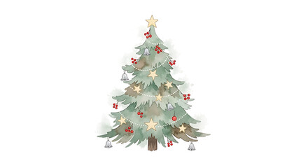 Obraz premium Watercolor christmas tree isolated on white background illustration