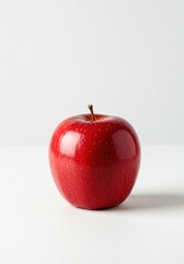 Single ripe red apple isolated centrally on a crisp white backdrop, showcasing simplicity, healthy food, and studio quality ,pure ,round ,wholesome