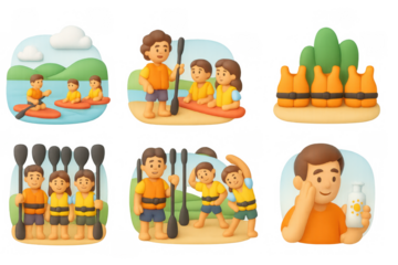 Paddleboarding training adventure for beginners - illustrated guide for water activities and exercise