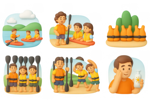 Paddleboarding training adventure for beginners - illustrated guide for water activities and exercise