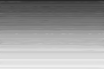 Line halftone gradation texture. Fading horizontal stripe gradient background. Repeating pattern backdrop. Black parallel thin to thick lines backdrop for overlay, print, cover, graphic design.