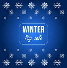 Colorful banner for winter sales with a snowflake pattern and the inscription "Winter Big Sale"