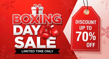 Boxing day sale background template with price tag. A vibrant festive layout perfect for promotional discounts and holiday offers.