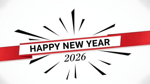 Happy new year 2026 celebration banner with explosive burst effect