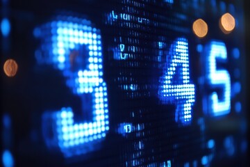 Blue digital numbers display on screen showing digits in a row.