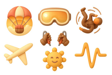 Skydiving adventure icon set for design and print applications