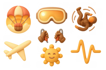 Skydiving adventure icon set for design and print applications