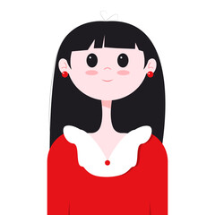 EPS 10 Vector illustration of a girl in a flat style. Cartoon girl in red.