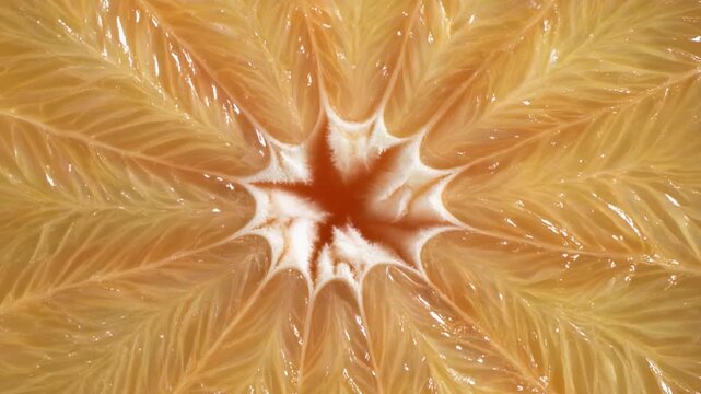 Juicy grapefruit slice pulsing with vibrant color, a refreshing burst of citrus flavor, perfect for healthy recipes and summer promotions