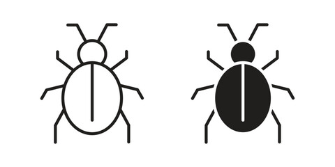 Bug icon or logo pack. Vector Illustration Outline and flat