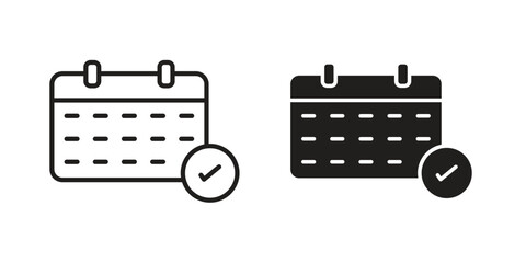 Calendar check icon or logo pack. Vector Illustration Outline and flat