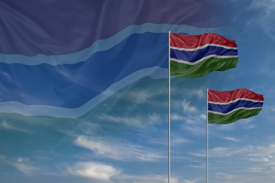 Card for Independence day National flags of Gambia waving in sky - Powered by Adobe